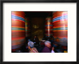 Pilgrims Turning Giant Prayer Wheels in the National Chorten of Thimphu  Thimphu  Bhutan