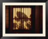 View looking through a screen in a Japanese inn