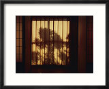 View looking through a screen in a Japanese inn