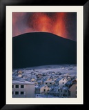 Volcano erupting near Vestmannaeyjar