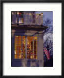 A view of a Christmas tree through a window