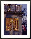 A view of a Christmas tree through a window