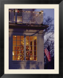 A view of a Christmas tree through a window