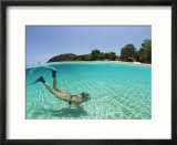 Split Level Shot of Snorkler Swimming  Malaysia