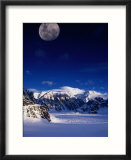 High Moon Over the Ruth Ampitheatre on Ruth Glacier  Denali National Park & Preserve  Alaska  USA