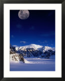 High Moon Over the Ruth Ampitheatre on Ruth Glacier  Denali National Park & Preserve  Alaska  USA