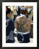 Girl with Shiva Tattoo on Back  Sensoji Temple  Asakusa  Japan