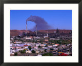Smoke Billowing from a Smelter Stack with Mt Isa in the Foreground  Australia