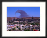 Smoke Billowing from a Smelter Stack with Mt Isa in the Foreground  Australia