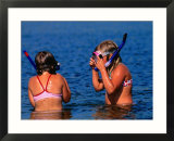 Young Girls with Snorkel and Masks in Water  Vejbystrand  Skane  Sweden