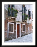 Residential Side Street Decorated with Flowers  Venice  Italy
