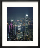 Two Ifc Building on Right and Skyline at Night  Hong Kong  China  Asia
