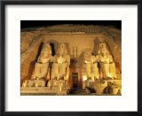 Night Shot of the Entrence to the Temple of Ramses II in Abu Simbel  Egypt