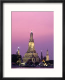 Temple of Dawn and Chao Phraya River  Night View  Bangkok  Thailand