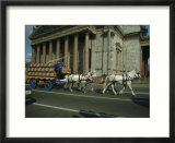 Horses Pull a Cart Load of Beer Kegs Past St Isaacs Cathedral