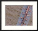 Close-up of a Rough Stone Wall with a Thermometer with Red Numbers