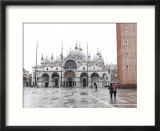 St Mark's Church and Bell Tower and Adult Couple Walking in the Piazza San Marco
