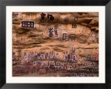 Circumcision ceremonial paintings on cliff at Songo village  Dogon country  Mali
