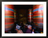 Pilgrims Turning Giant Prayer Wheels in the National Chorten of Thimphu  Thimphu  Bhutan