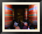 Pilgrims Turning Giant Prayer Wheels in the National Chorten of Thimphu  Thimphu  Bhutan
