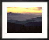 Twilight view of silhouetted mountain ridges