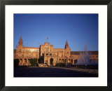 Moon Over Decorative Building  Seville  Spain