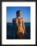 Young Woman Wearing Swimsuit on Beach in Water