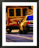 Cable Car and Taxi on California Street  San Francisco  USA