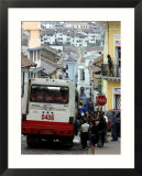 Large Bus in Narrow Street  Quito  Ecuador