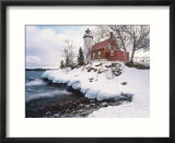 Winter Morning Light on Eagle Harbour Lighthouse on Lake Superior  Michigan  USA