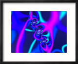 Abstract Pink  Turquoise and Blue Patterns on Navy Background