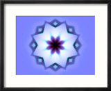 Flower-Like Fractal Design Within Star on Blue Background