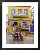 Donkey and Yellow Building  Hydra  Greece