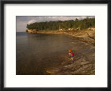 Backpackers at the Mouth of the Mosquito River  Pictured Rocks National Lakeshore  Michigan