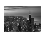 Chicago Aerial North View In BW