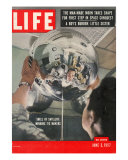 Naval Research Lab Worker Examining Shell of a Satellite  June 3  1957