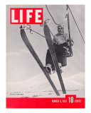 Skier Riding the Chair Lift at Sun Valley Ski Resort  March 8  1937