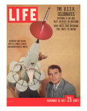 Scientist Wernher Von Braun with Model of Moon Rocket He Designed  November 18  1957
