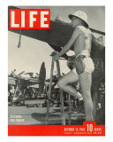 Shorts Clad War Worker Helping Build and Maintain Aircrafts at a California Plant  October 12  1942