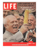 Russian Premier Nikita Khrushchev Holding Up Ear of Corn During Tour of US  October 5  1959