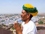 Hindu Man in Blue City of Jodhpur  Fort Mehrangarh  Rajasthan  India