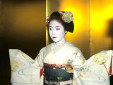 Close-up of Geisha Girl in Gold  Kyoto  Japan