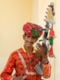 Young Man in Playing Old Fashioned Instrument Called a Sarangi  Agra  India