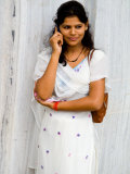 Woman on Cell Phone in Modern New Delhi  India