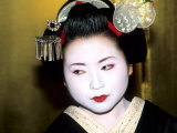 Close-up of Geisha Girl in Gold  Kyoto  Japan