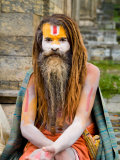 Religious Man at Pashupatinath Holy Hindu Place on Bagmati River  Kathmandu  Nepal