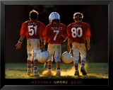 "Winners Never Quit - Football" Pre-made-framed Framed Art Print