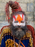 Religious Man at Pashupatinath Holy Hindu Place on Bagmati River  Kathmandu  Nepal