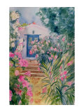 Door with Oleander and Geraniums
