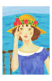 Girl with a Straw Hat Who Stands by the Sea